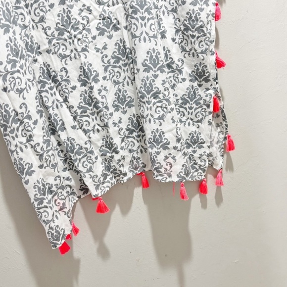 SURF GYPSY Women’s White Gray Print Pink Tassel Swim Cover Resort Beach Sz M - Picture 6 of 8
